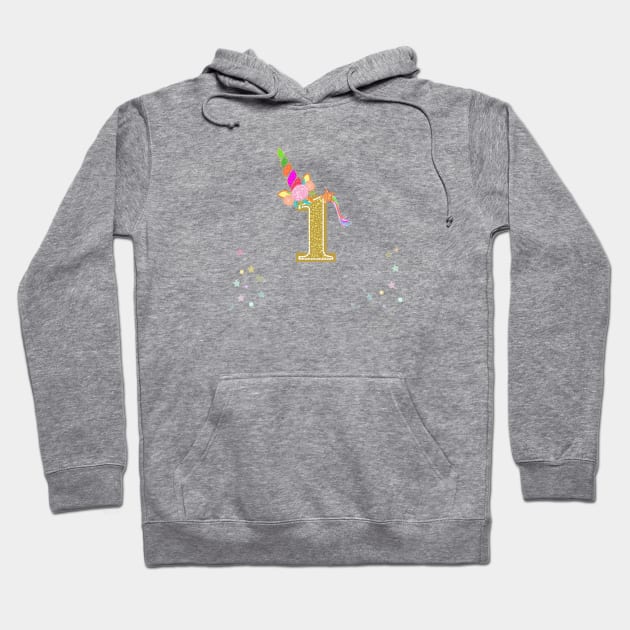 One. First birthday. Colorful unicorn birthday invitation Hoodie by GULSENGUNEL